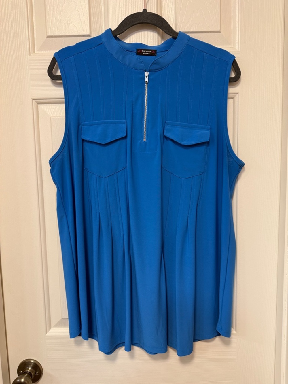 Cocomo Royal Blue Sleeveless Zip-Front Tank with Flap Pockets
